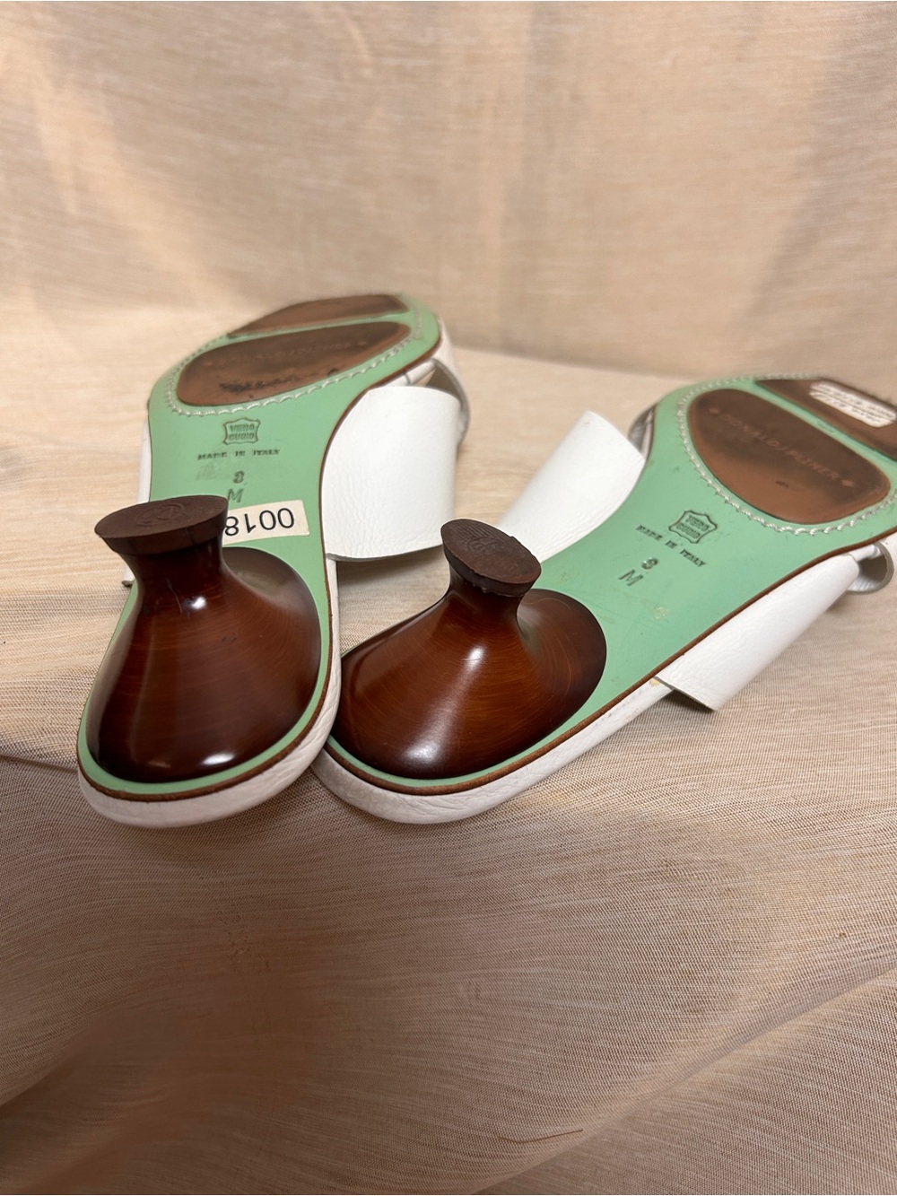 Donald J. Pliner White Crisscross Leather Slide Sandals Kitten Heels Jaya - Picture 6 of 12